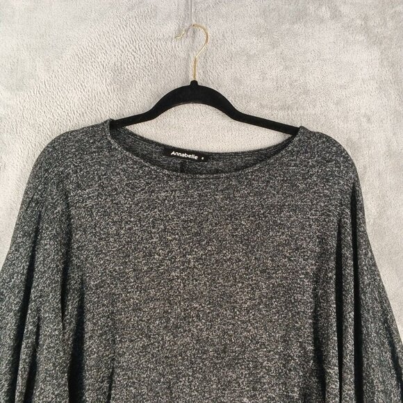 ANNABELLE Women Oversized Sweater Size SMALL(4-6) Pullover Black Gray Knit Rayon - Picture 2 of 10
